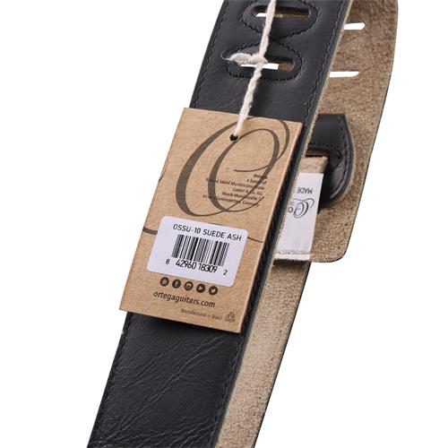 CORREA PARA GUITARRA CUERO SUEDE SERIES NEGRO CENIZA