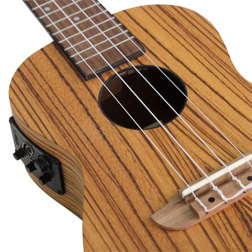UKULELE ELECTROACUSTICO CONCIERTO ZEBRANO TIMBER SERIES CON ESTUCHE