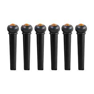 PINES PARA PUENTE GUITARRA ACUSTICA NEGRO/AMBAR X 6P