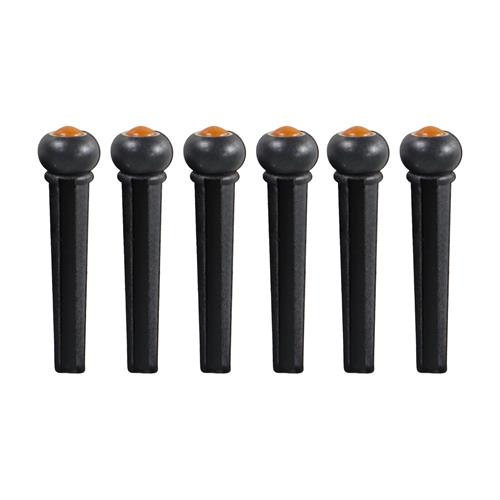 PINES PARA PUENTE GUITARRA ACUSTICA NEGRO/AMBAR X 6P