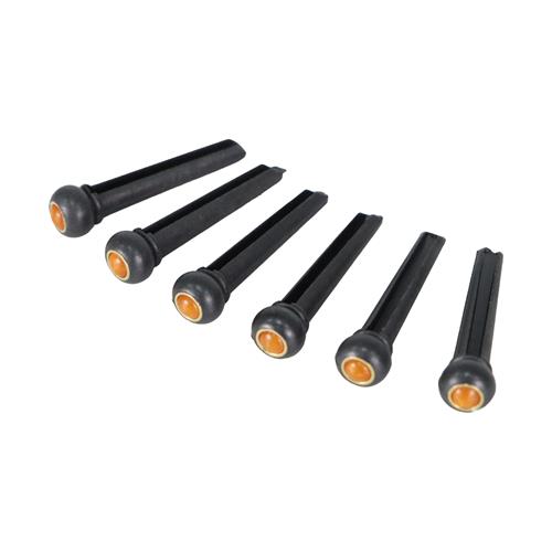PINES PARA PUENTE GUITARRA ACUSTICA NEGRO/AMBAR X 6P