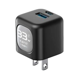 ADAPTADOR DE CORRIENTE INTELIGENTE GAN PD33W CARGA RAPIDA NEGRO