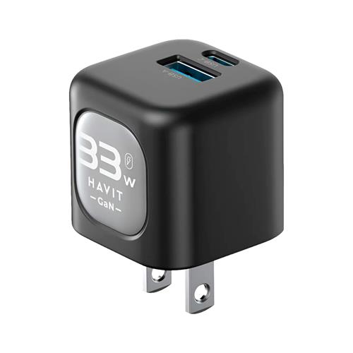 ADAPTADOR DE CORRIENTE INTELIGENTE GAN PD33W CARGA RAPIDA NEGRO