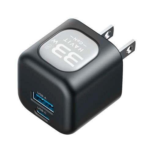 ADAPTADOR DE CORRIENTE INTELIGENTE GAN PD33W CARGA RAPIDA NEGRO