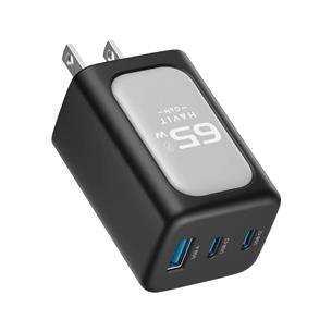 ADAPTADOR DE CORRIENTE INTELIGENTE GAN PD65W CARGA RAPIDA NEGRO