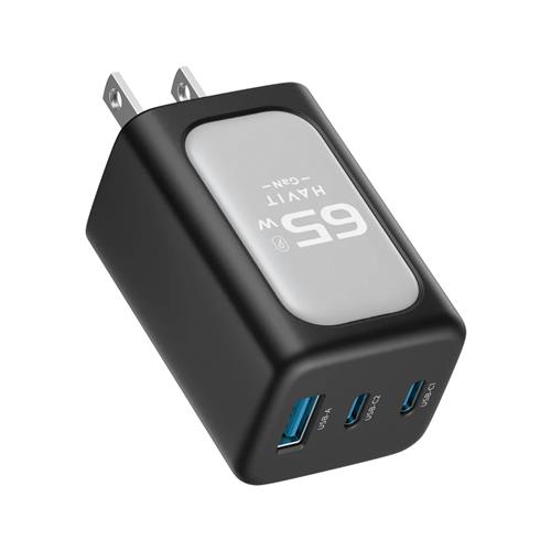 ADAPTADOR DE CORRIENTE INTELIGENTE GAN PD65W CARGA RAPIDA NEGRO