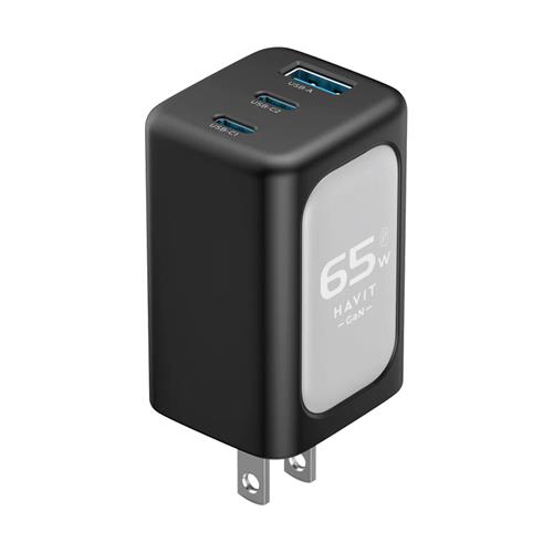 ADAPTADOR DE CORRIENTE INTELIGENTE GAN PD65W CARGA RAPIDA NEGRO