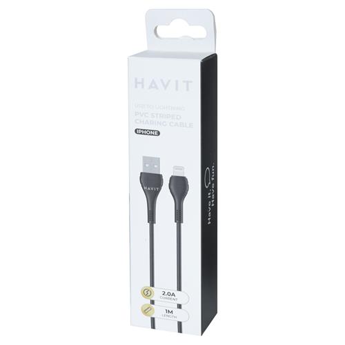 CABLE USB MACHO X LIGHTNING IPHONE/IPAD NEGRO 1MT