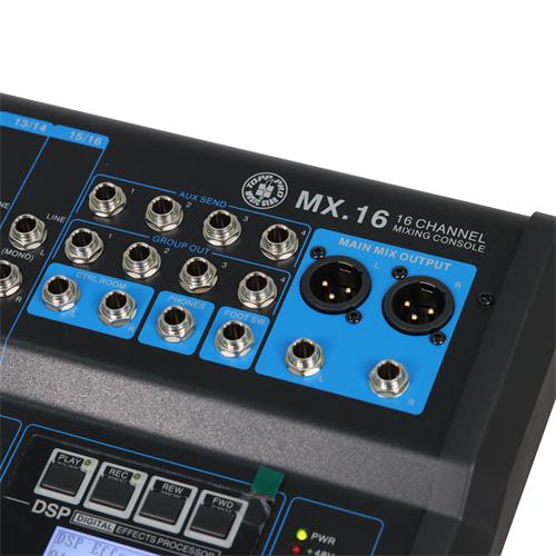 CONSOLA PASIVA MX-SERIE 16 CH CON DSP/USB/BLUETOOTH/USB/PC