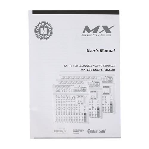 CONSOLA PASIVA MX-SERIE 16 CH CON DSP/USB/BLUETOOTH/USB/PC