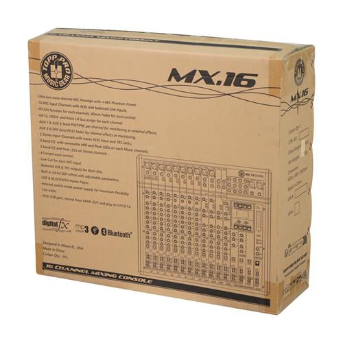 CONSOLA PASIVA MX-SERIE 16 CH CON DSP/USB/BLUETOOTH/USB/PC