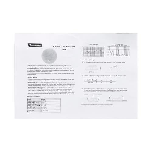 PARLANTE 6.5 PULGADAS PARA TUMBADO 70/100V BLANCO - DESC