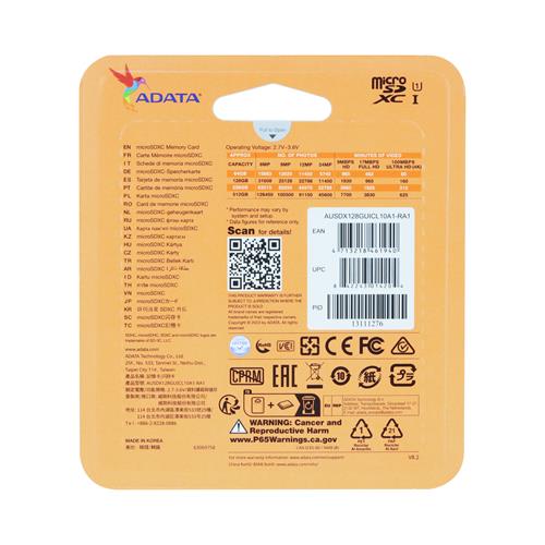 TARJETA MICRO SDXC 128GB CLASE 10 CON ADAPTADOR - CLA