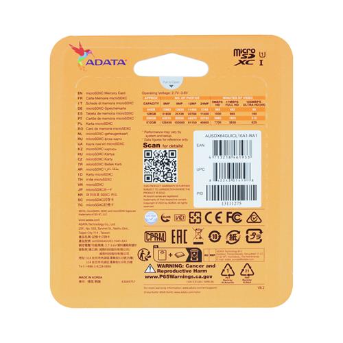 TARJETA MICRO SDHC 64GB CLASE 10 CON ADAPTADOR - CLA