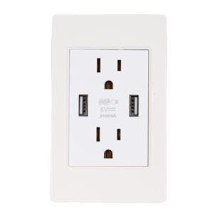 TOMACORRIENTE DOBLE DE PARED + 2 USB CARGA