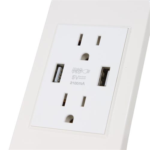TOMACORRIENTE DOBLE DE PARED + 2 USB CARGA