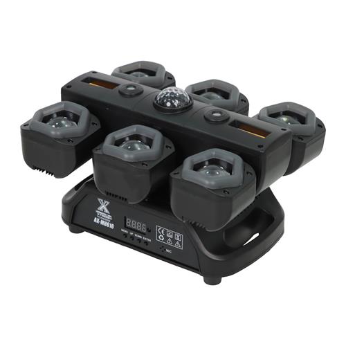 LUZ LED ROBOTICA 6 BRAZOS 15W RGBW + MAGIC BALL + LASER RG + 2X5W STROBE