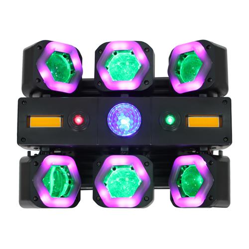 LUZ LED ROBOTICA 6 BRAZOS 15W RGBW + MAGIC BALL + LASER RG + 2X5W STROBE
