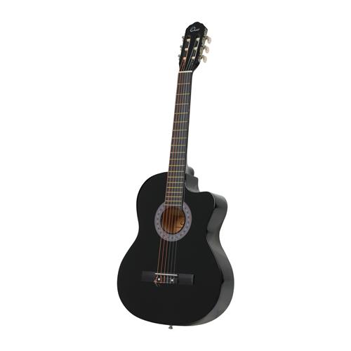 GUITARRA CLASICA 39 PULGADAS CON CUTAWAY NEGRO PACK
