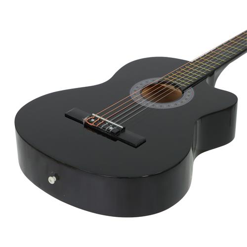GUITARRA CLASICA 39 PULGADAS CON CUTAWAY NEGRO PACK