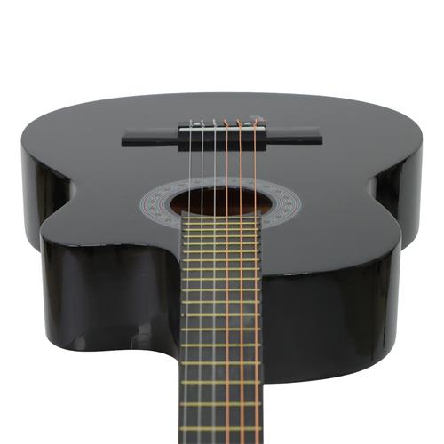 GUITARRA CLASICA 39 PULGADAS CON CUTAWAY NEGRO PACK