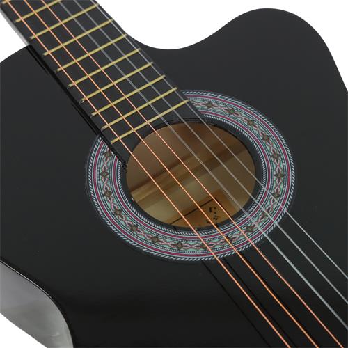 GUITARRA CLASICA 39 PULGADAS CON CUTAWAY NEGRO PACK