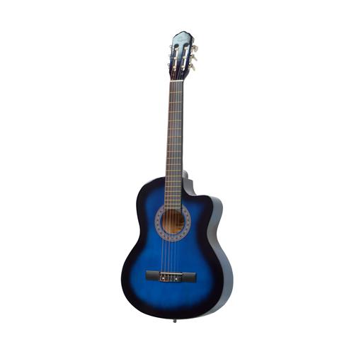 GUITARRA CLASICA 39 PULGADAS CON CUTAWAY AZUL SUNBURST PACK