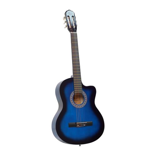 GUITARRA CLASICA 39 PULGADAS CON CUTAWAY AZUL SUNBURST PACK
