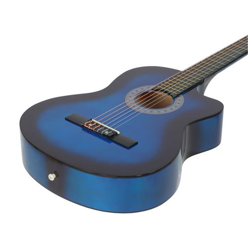 GUITARRA CLASICA 39 PULGADAS CON CUTAWAY AZUL SUNBURST PACK