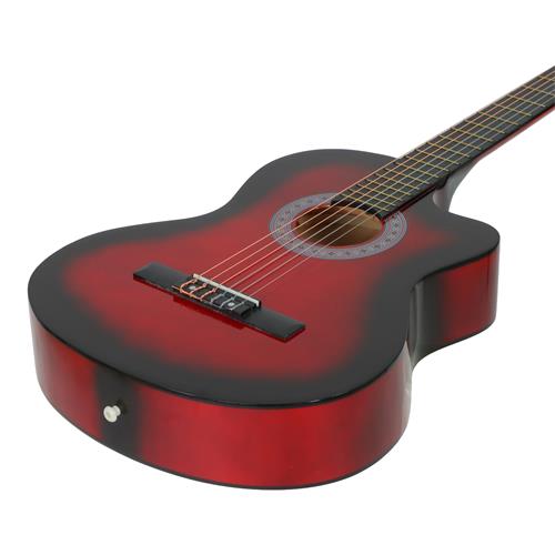 GUITARRA CLASICA 39 PULGADAS CON CUTAWAY ROJO SUNBURST PACK