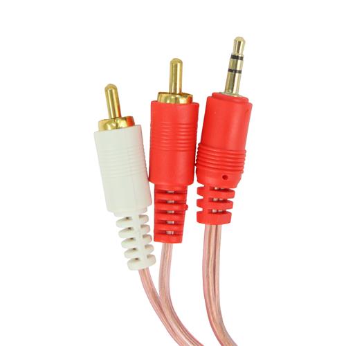 CABLE DISCMAN 2 PLUG RCA X 1 PLUG 3.5 ST 1.5MT TRANSPARENTE - LIQUIDACION