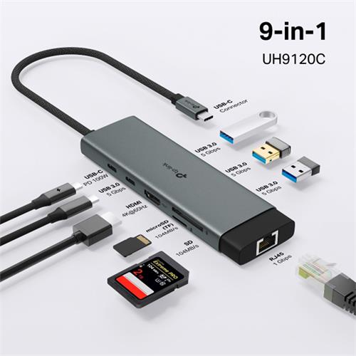 CONCENTRADOR HUB TIPO C C/9 HDMI 4K/USB 3.0/SD/MICRO SD/LAN - CLA