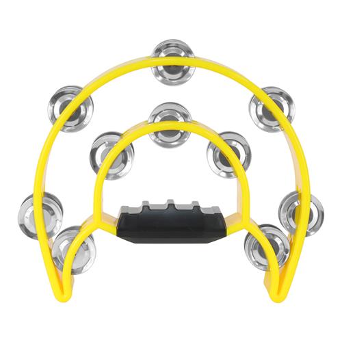 PANDERETA PLASTICA DOBLE MEDIA LUNA AMARILLO