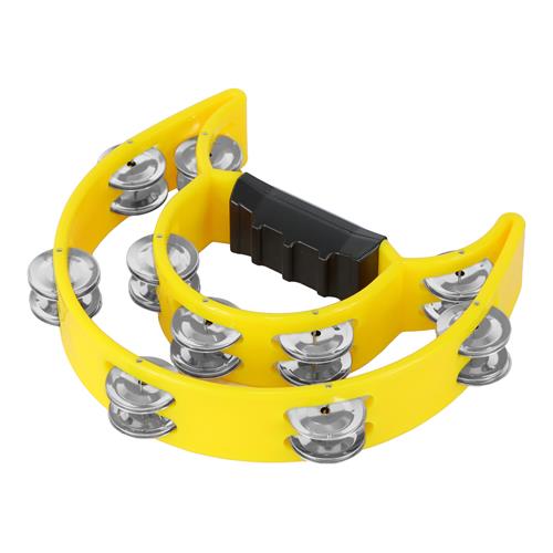 PANDERETA PLASTICA DOBLE MEDIA LUNA AMARILLO