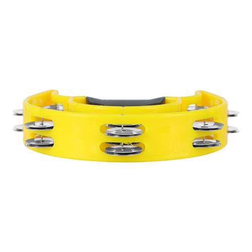 PANDERETA PLASTICA DOBLE MEDIA LUNA AMARILLO