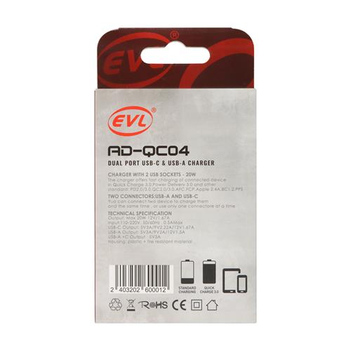 ADAPTADOR DE CORRIENTE CARGA RAPIDA CON CABLE USB X TIPO C