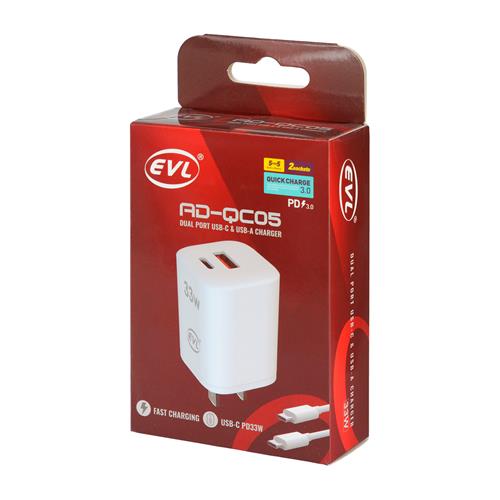 ADAPTADOR DE CORRIENTE CARGA RAPIDA 33W CON CABLE USB X TIPO C