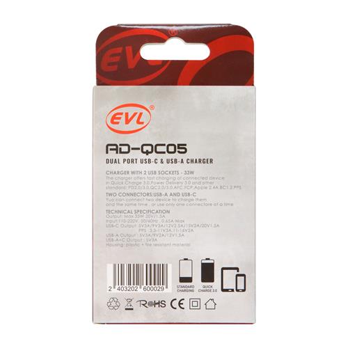 ADAPTADOR DE CORRIENTE CARGA RAPIDA 33W CON CABLE USB X TIPO C