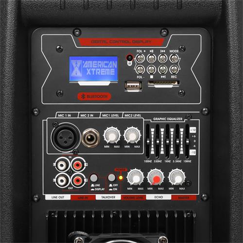 CAJA AMPLIFICADA 15 PULGADAS 100000W NEGRA CON PEDESTAL/MICROFONO/LUZ LED - DESC