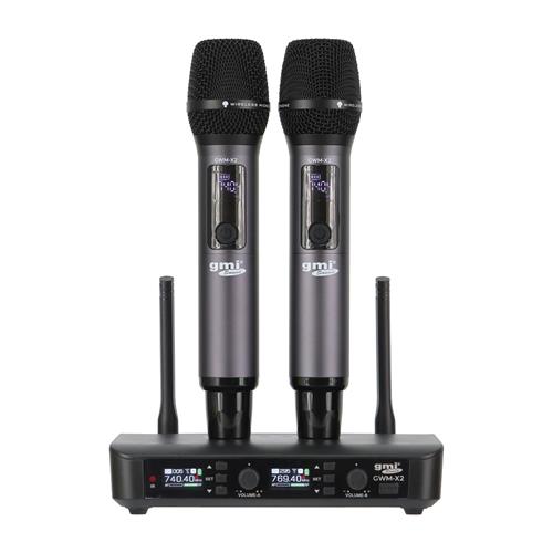 MICROFONO INALAMBRICO MULTIFRECUENCIA DOBLE UHF CON BATERIA RECARGABLE