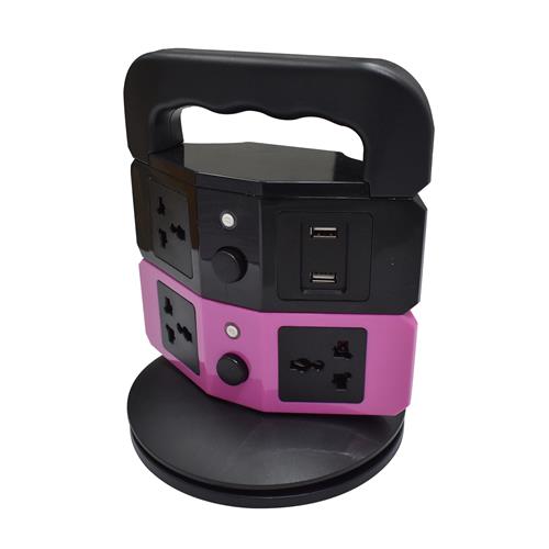 REGLETA DE CORRIENTE T/TORRE 2 PISOS/5 TOMAS/2 USB NEGRO - DESC