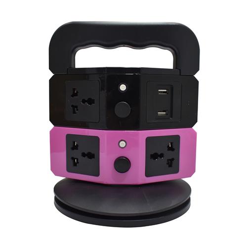REGLETA DE CORRIENTE T/TORRE 2 PISOS/5 TOMAS/2 USB NEGRO - DESC
