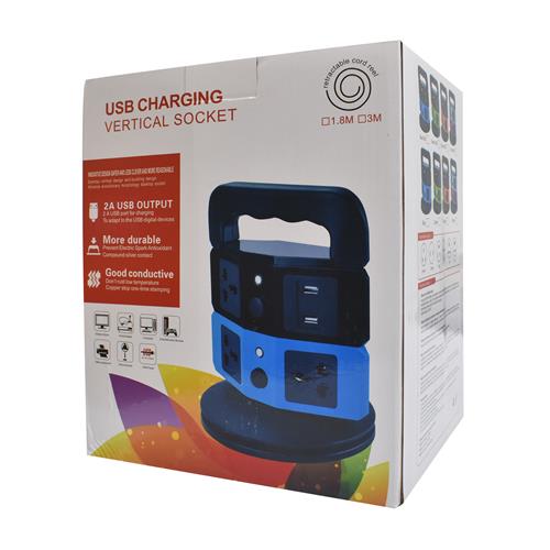 REGLETA DE CORRIENTE T/TORRE 2 PISOS/5 TOMAS/2 USB NEGRO - DESC