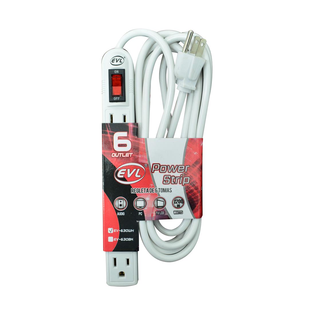 Regleta Enchufes 6 Tomas con Interruptor Silver Electronics Blanco - Medida  3 m