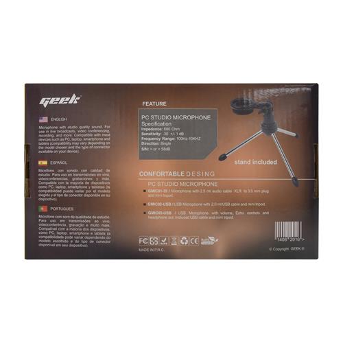 MICROFONO CONDENSADOR PARA PC C/CONTROLES Y CABLE USB